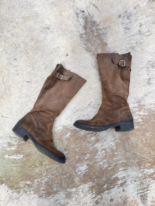 90s Aldo Brown Suede Leather Boots (40w)