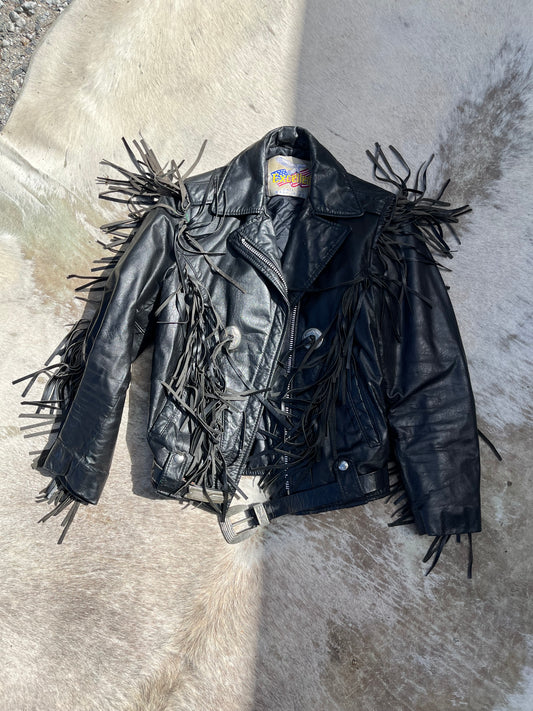 Vintage Fringed Biker Jacket (M)