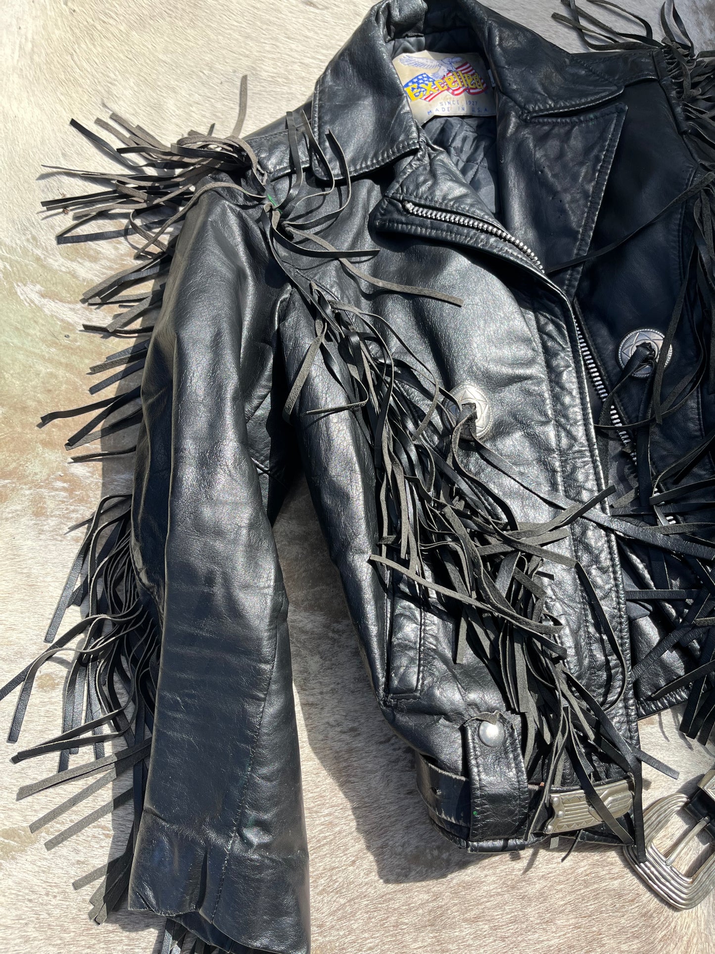Vintage Fringed Biker Jacket (M)