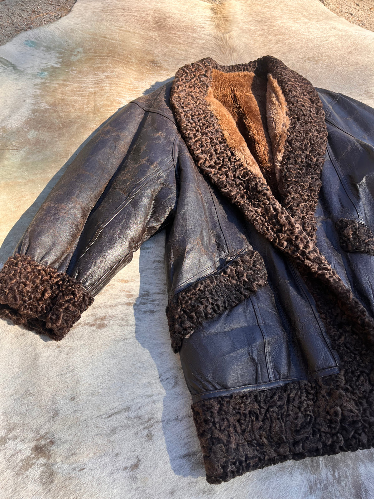 80s Vintage Leather & Fur Bomber