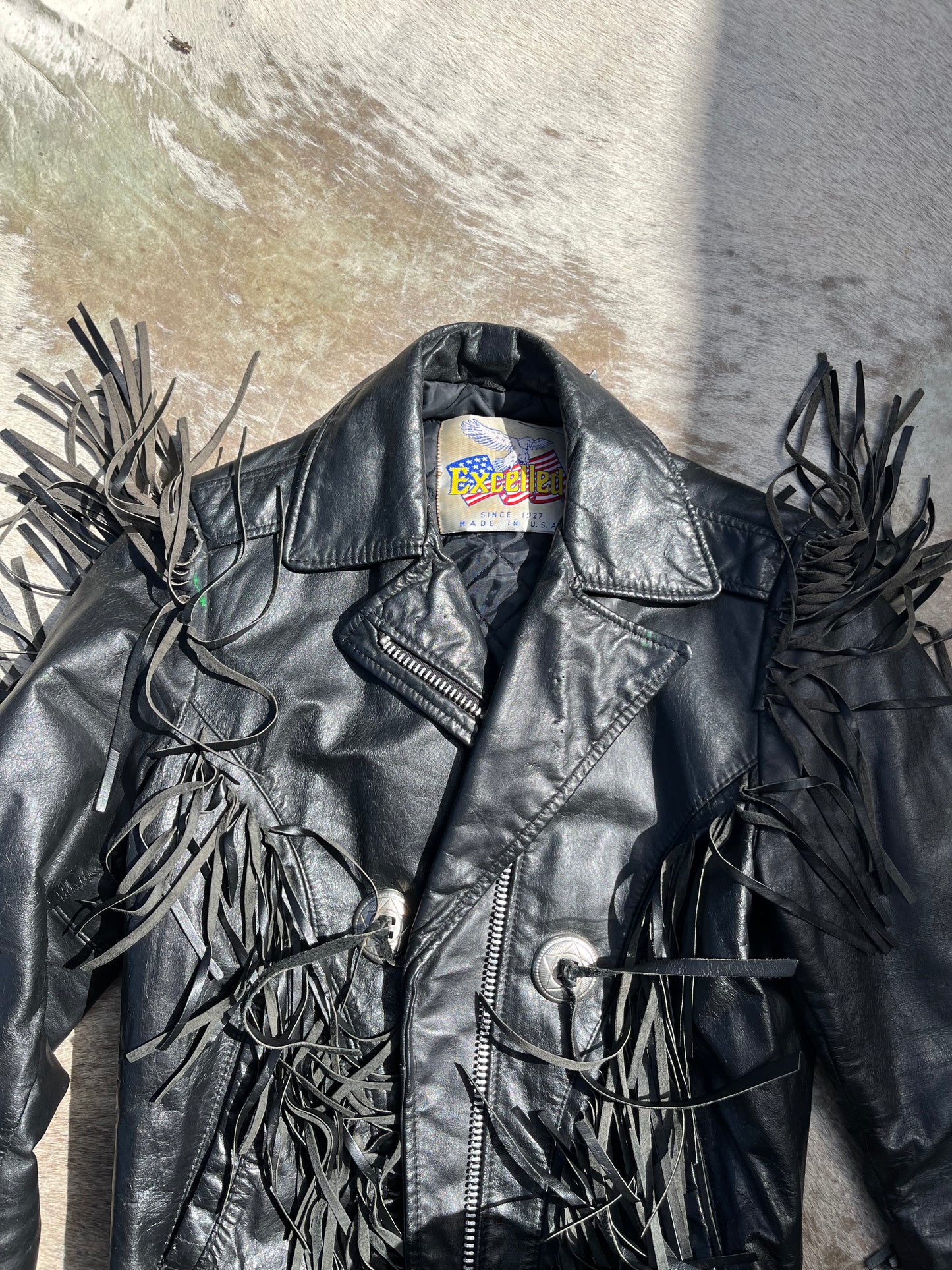 Vintage Fringed Biker Jacket (M)