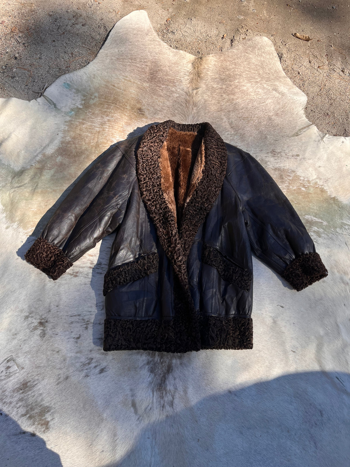 80s Vintage Leather & Fur Bomber
