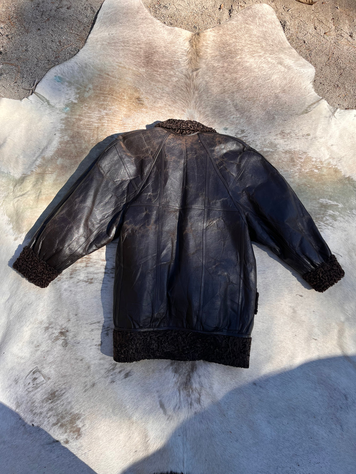 80s Vintage Leather & Fur Bomber